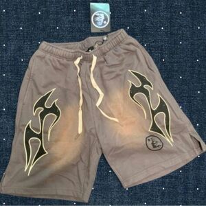 Men's Athletic Shorts with Graphic Design in Brown